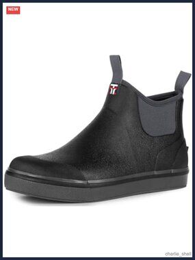 Men's Waterproof Rubber Neoprene Deck Boots Chelsea Ankle Fishing Rain Boots